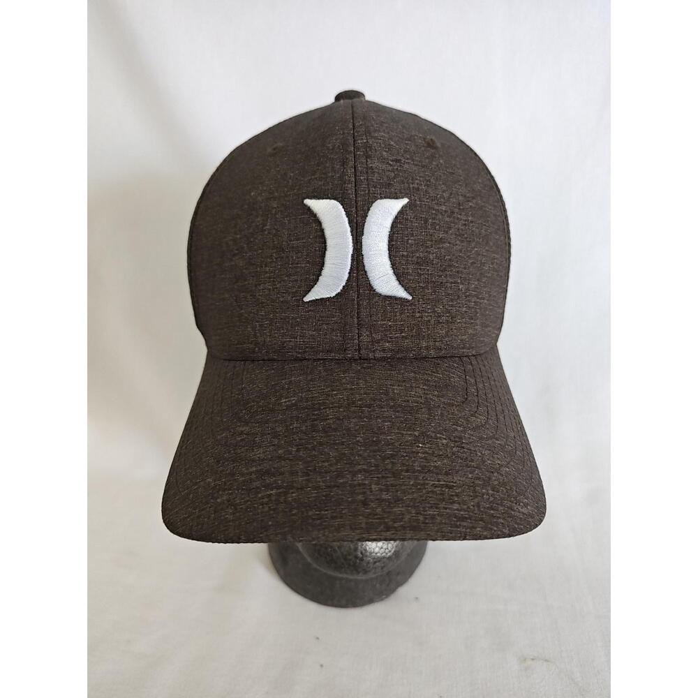 Hurley Men's Hat‎ Brown Gray Yupoong Baseball Cap Flexfit S/M Embroidered Logo